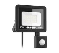 GRIFEMA 20W Faretto LED da Esterno con Sensore di Movimento, 2200LM, 24 LED 6500K Bianca Fredda, IP66 Impermeabile, Faro LED per Giardino, Garage e Cortile, Modalità Regolabili, Senza Spina