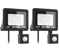 GRIFEMA 20W Faretto LED da Esterno con Sensore di Movimento, 2200LM, 24 LED 6500K Bianca Fredda, IP66 Impermeabile, Faro LED per Giardino, Garage e Cortile, Modalità Regolabili, Senza Spina