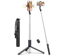 GRIFEMA Bastone Selfie Treppiede con Luci LED, Treppiede Estensibile 107cm con Telecomando, 3 Modalità & 6 Livelli di Luminosità, Supporto Rotante 360°, Selfie Stick Portatile per iPhone & Android