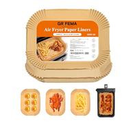 GRIFEMA Carta Forno per Friggitrice ad Aria 100 Pezzi, 20,5x14cm, Impermeabile, Resistente all'olio, BPA Free Carta per Friggitrice ad aria per Doppio Zona AirfryerAir Fryer