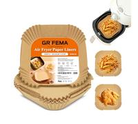 GRIFEMA Carta Forno per Friggitrice ad Aria, BPA Free, Monouso, 5-8 L, SGS FSC e FDA, Carta per Friggitrice ad Aria Quadrati per Air Fryer, Forno, Padelle, Microonde (100 Pezzi, 20-24 cm)