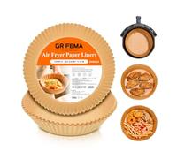 GRIFEMA Carta Forno per Friggitrice ad Aria Calda, Rotonda 100PCS, 20-24 cm, 5-8 L, BPA Free, Naturale Carta da Forno per Friggitrice ad Aria per Padelle, Forno e Friggitrice ad Aria Calda