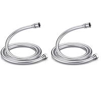 GRIFEMA COMPLENTO-G852 Flessibile Doccia in PVC (G1/2 pollici, 150 CM), Tubo Doccia da Anti Torsione, Bianca/Cromo (Confezione da 2)