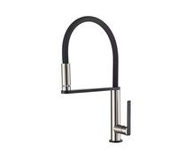 GRIFEMA DOVER-G14002A Miscelatore Cucina Nero LED Semi-Professionale con Luce a Led Incorporata, Miscelatore per Lavello (G3/9 Pollici) con Beccuccio Flessibile, Nickel Spazzolato