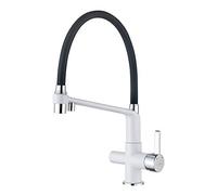 Grifema – Rubinetto da cucina G4010W-2, ottone, gel di silicone, metallo, 3/8 di pollice, bianco