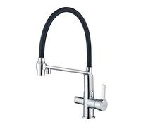 GRIFEMA Dover, Rubinetto da Cucina a 3 vie, Miscelatore per Lavello nero con Doccetta Estraibile e Bocca Flessibile Nero, Cromo [Exclusiva Amazon] [Esclusiva Amazon]