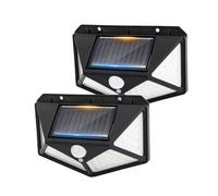 GRIFEMA Faretto LED da Esterno Solare con Sensore di Movimento, 100 LEDs, 3 Modalità, Angolo 270°, IP65, Batteria 800mAh, Lampada Solare da Giardino, Confezione da 2, GDK203-2