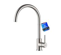 GRIFEMA GRIFERÍA DE COCINA-G4008 Rubinetto da Cucina in Acciaio Inox con Bocca Alta, Miscelatore Monocomando per Lavello con Beccuccio Girevole a 360 ° (G3/8 Pollici), Nichel spazzolato/satinato