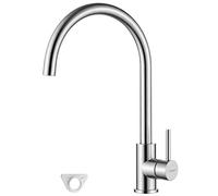 GRIFEMA G4008 Rubinetto Cucina, Miscelatore Cucina Cromo Lucido | Bocca alta girevole 360° in acciaio inox, comando monoleva per lavello, flessibili G3/8 inclusi