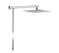 GRIFEMA G7007 - Soffione Doccia Pioggia con Braccio e Tubo, Soffione Doccia a Pioggia Anticalcare ad Alta Pressione Testa di Doccia Acciaio Inox Lucido Ultra Sottile Quadrato