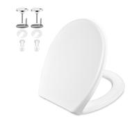 GRIFEMA G952, Sedile WC, Copriwater Universali D Forma,Tavoletta WC Chiusura Ammortizzata, Rapido Montaggio, O, Bianco
