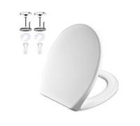 GRIFEMA G952, Sedile WC, Copriwater Universali D Forma,Tavoletta WC Chiusura Ammortizzata, Rapido Montaggio, O, Bianco