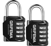 GRIFEMA GA1001 Serratura a combinazione 4 cifre, Con codice numerico, In lega di zinco, robusta, sicura, Per armadietto, garage, cancello, capannone, scuola, palestra, Nero, 2 pezzi