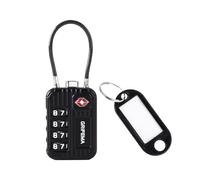 GRIFEMA Lucchetto TSA con combinazione di 4 cifre, cavo flessibile per valigie, borse e bagagli da viaggio, nero (1 pezzo, GA1008)