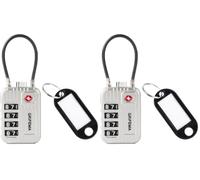 GRIFEMA GA1008W Lucchetti TSA con Combinazione a 4 Cifre, Cavo Acciaio Flessibile per Valigie, Borse e Viaggi, Bianco (Confezione da 2)