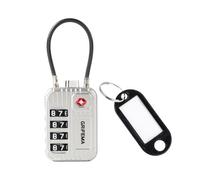 GRIFEMA Lucchetto TSA con combinazione di 4 cifre, cavo flessibile per valigie, borse e bagagli da viaggio, argento (1 pezzo, GA1008W)