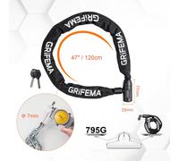 GRIFEMA GA1201-12 Lucchetto per bicicletta ad alta sicurezza con 2 chiavi, lucchetto a catena per bicicletta