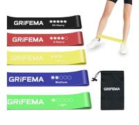 GRIFEMA GAK5001 - Set di 5 fasce di resistenza, per uomini e donne, 5 diversi livelli, elastiche, per casa, palestra, yoga, allenamento