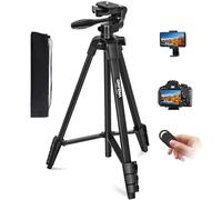 GRIFEMA GB1001 Treppiede Smartphone 140 cm, Cavalletto Telefono Alluminio | Supporto per Smartphone e Fotocamera, Carico Max. 2,5 kg, Telecomando Wireless, Treppiede Portatile per Foto, Video e Selfie