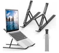 GRIFEMA Supporto PC Portatile, Laptop Stand Regolabile a 7 Angolazioni, Rialzo PC Portatile Pieghevole Portatile in Alluminio con Custodia, Stand Ergonomico Ventilato per 10-15.6'' Laptop, Tablet