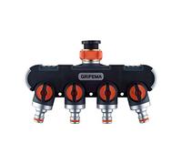 GRIFEMA GE1401-4, Distributore di irrigatori a 4 vie, Divisorio per tubi flessibili, con interruttore di controllo, Lavori di flusso d'acqua a 4 o 1 vie possono essere eseguiti contemporaneamente