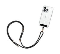 GRIFEMA GH02 Cordino universale per cellulare con toppa, Tracolla regolabile, Compatibile con la maggior parte delle custodie per cellulare, Nero