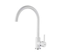 GRIFEMA GRIFERÍA DE COCINA-G4001W Rubinetto per Cucina Bianco, Miscelatore Monocomando per Lavello con Beccuccio Girevole a 360 ° (G3/8 Pollici), Ottone/Cromato
