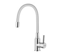GRIFEMA GRIFERÍA DE COCINA-G4002-3 Rubinetto da Cucina Bianco con Beccuccio Universale Girevole, Miscelatore per Cucina (G3/8 Pollici), Cromo