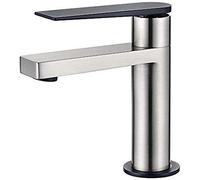 GRIFEMA LYON-G11001A Miscelatore Monocomando per Lavabo con Tecnologia di Risparmio Idrico, Rubinetto per Bagno (G3/8 Pollici), Nichel Spazzolato/Satinato