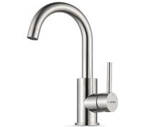 GRIFEMA Rubinetto Bagno Lavabo Girevole a 360°, Altezza Bocca 180 mm, a Risparmio Idrico, Con Attacco Per Acqua Calda E Fredda, Facile Installazione, Ottone, Grigio, G1002A