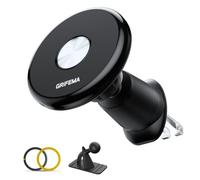 GRIFEMA Porta Cellulare Auto Magnetico Compatibile con MagSafe, 2 in 1 | 2 opzioni di montaggio: base adesiva sul cruscotto o clip doppio gancio per bocchette d'aria; 360°, 2 anelli inclusi