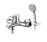 GRIFEMA PORTO-G13003 Miscelatore Monocomando Esterno per Vasca/Doccia (G1/2 Pollici) con Flessibile Doccia in Acciaio Inox da 1,5 m, Doccetta a 5 Vie, Cromo/Argento