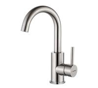 GRIFEMA Rubinetto Bagno Lavabo Girevole a 360°, Altezza Bocca 180 mm, a Risparmio Idrico, Con Attacco Per Acqua Calda E Fredda, Facile Installazione, Ottone, Grigio, G1002A