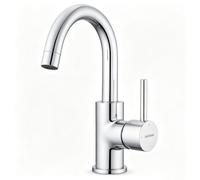GRIFEMA Rubinetto Bagno Lavabo Girevole a 360°, Altezza Bocca 180 mm, a Risparmio Idrico, Con Attacco Per Acqua Calda E Fredda, Facile Installazione, Ottone, G1002