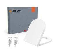 GRIFEMA Sedile WC a forma di D con chiusura ammortizzata, copertura per sedile WC silenziosa resistente in urea-Formaldeide antibatterico, sgancio rapido con un pulsante, pulizia senza problemi