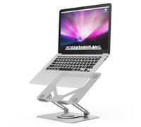 GRIFEMA Supporto PC Portatile, Rialzo PC Portatile con Base Girevole, Pieghevole, Altezza Regolabile, Antiscivolo, Supporto Laptop Compatibile con la Maggior Parte dei Portatili da 11-17", Argento