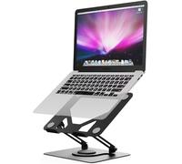 GRIFEMA Supporto PC Portatile, Laptop Stand con Base Girevole 360° | Rialzo PC Portatile Altezza Regolabile e Design Pieghevole, Compatibile con Notebook e Tablet 11-16", Nero
