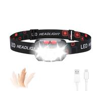 GRIFEMA Torcia Frontale LED Ricaricabile, 8 Modalità di Illuminazione con Sensore di Movimento, Batteria da 1200mAh, Angolo Regolabile, Leggera e Compatta, Ideale per Corsa, Trekking, Campeggio