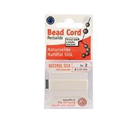 Griffin - Filo/cordino/corda per infilatura di perle e perline, al 100% in seta natural, da 2 metri di lunghezza, con un ago, disponibile in 13 misure, colore: bianco, White, 0.45mm