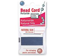 Griffin Filo di seta perlseide, colore blu, misura 0 (0,30 mm), 2 metri per scheda, ago in acciaio inox, per annodare perle, pietre preziose, cristalli e perline