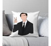 Griffin Gluck - Federa quadrata in poliestere e velluto con stampa a V, con cerniera, decorativa, per letto