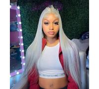 Grigio 613 colorato 13x6 trasparente pizzo frontale parrucche parrucca di capelli umani per le donne capelli senza colla parrucche in pizzo completo-13x4 parrucca frontale in pizzo-30 pollici