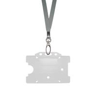 Grigio Argento Id Collo Cinturino Clip Cordino & Bianco Card Badge Targhetta