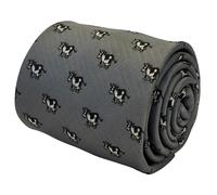 Grigio Argento Uomo Cravatta Con Dairy Fresian Mucca Design Lusso By