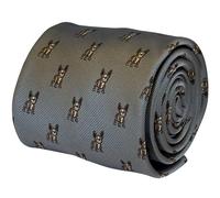 Grigio Argento Uomo Cravatta Con Francese Bulldog Design Animali Pedigree By
