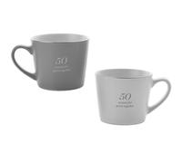 Grigio/Bianco Matrimonio Anniversario Tazza Set - 50 Meraviglioso Anni