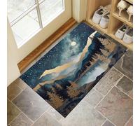 Grigio-Blu Scuro Zerbino Da Interno, Cielo Notturno Una Foresta Conifere Antiscivolo Lavabile In Lavatrice Resistente Allo Sporco Per Ingresso Interno Porta D'Ingresso Principale, Porta Sul Retro,