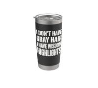 Grigio Capelli Saggezza Evidenzia Umorismo Invecchiamento Sale Pepe Sarcasmo Bicchiere termico in acciaio inox doppia parete