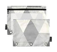 Grigio Casual Designer Geometrico Cerniera Matita Sacchetti con Finestra Trasparente Anelli Matita Astuccio Finestra Trasparente & Occhielli Tasche Cartelle per 3 per la Conservazione Studenti di