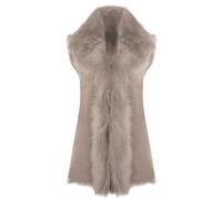 Grigio Chiaro da Donna Morbido Vera pelle di Pecora Toscana Gilet Panciotto